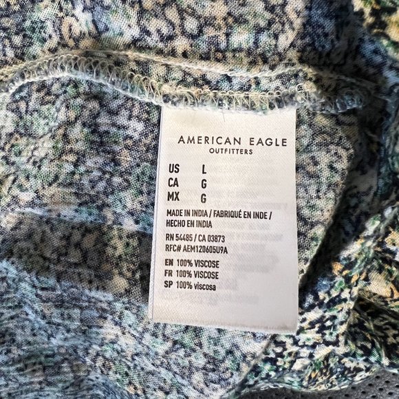 AMERICAN EAGLE Blue Floral Button Down Maxi Sleeveless Dress (L) - Picture 12 of 15